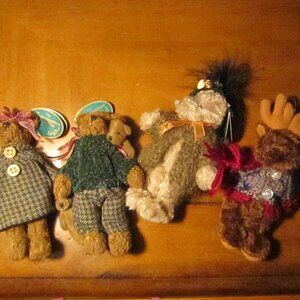 4 Bearington Collection  Mini Bear Ornament 4 1/2" Moose, girl and boy and Lady